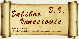 Dalibor Vančetović vizit kartica